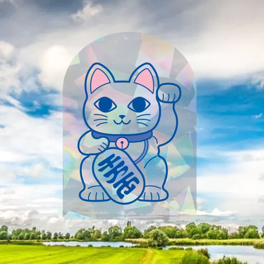 Regenbogen Fensteraufkleber Maneki Neko Winkekatze Studio Inktvis