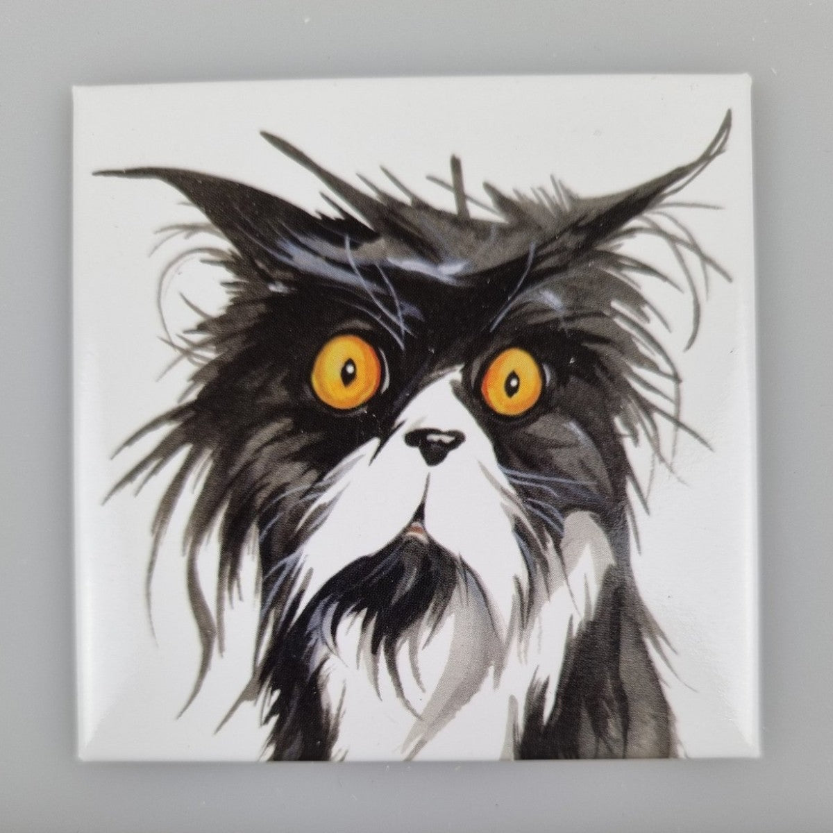Kühlschrankmagnet Katze mit Bad Hair Day Magnet