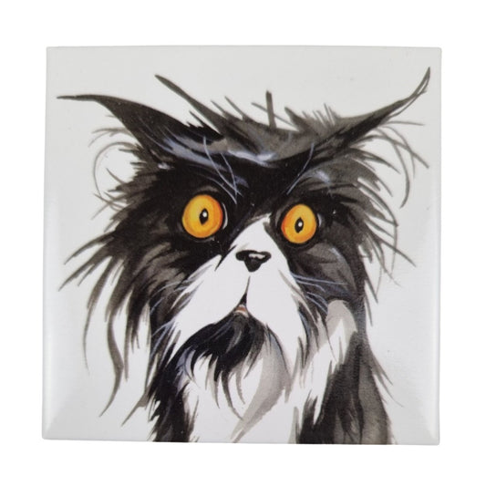 Kühlschrankmagnet Katze mit Bad Hair Day Magnet