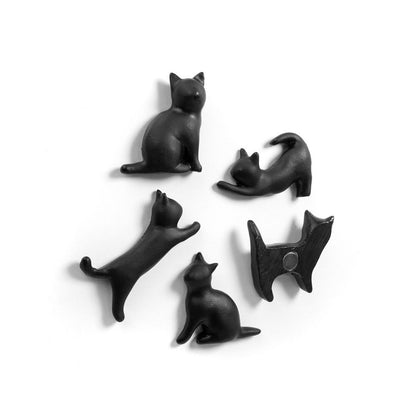 Katzen Magnete 5er Set Schwarz - Kühlschrankmagnete