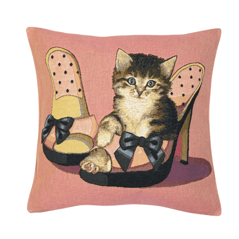 Gobelin Kissenhülle Kätzchen in Schuh 45 × 45 cm