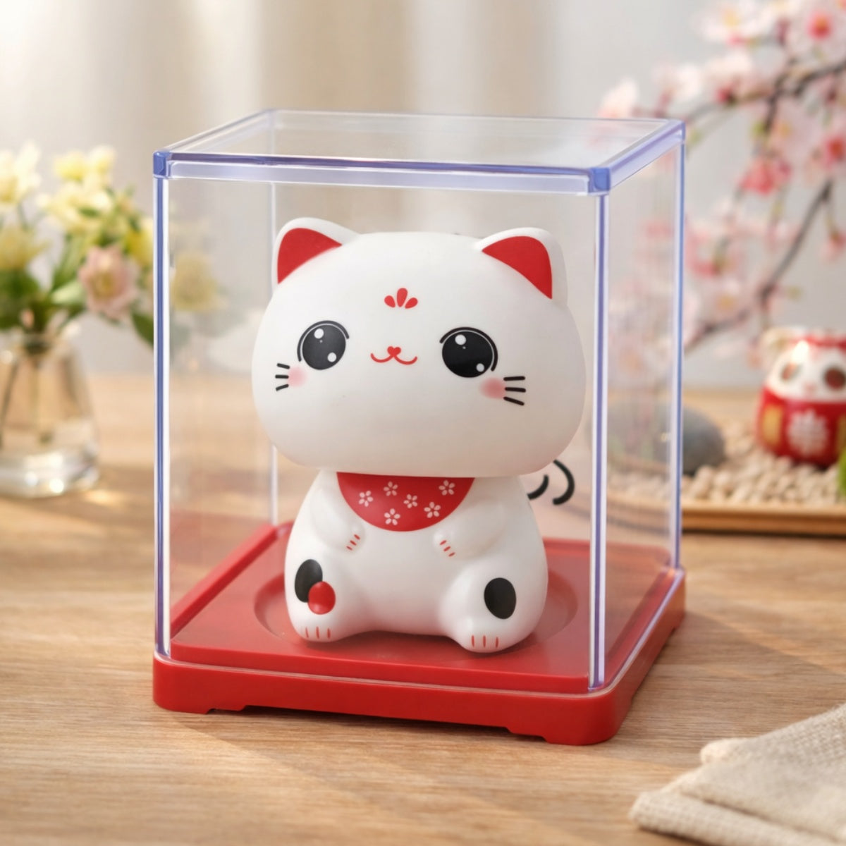 weiße Wackelkopf Katze - Lucky Cat