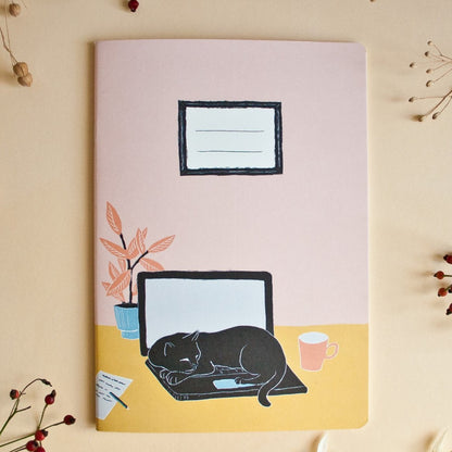 Notizheft A5 - Katze auf Laptop Notizheft
