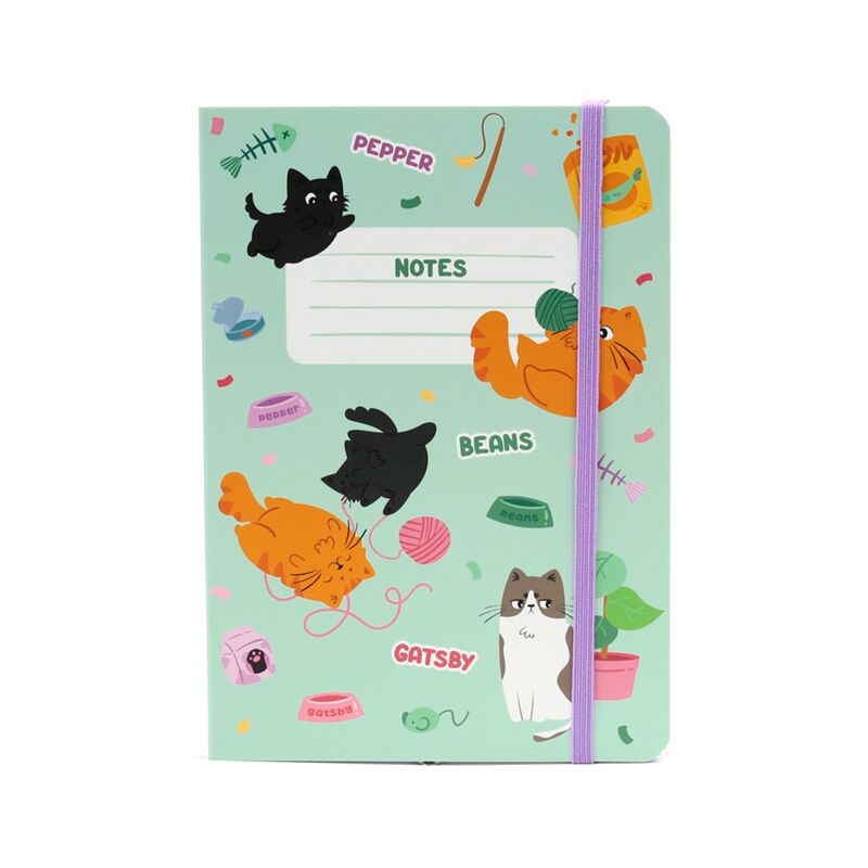 Liniertes Notizheft mit Kätzchenmotiv A5 Recyclingpapier Notizblock