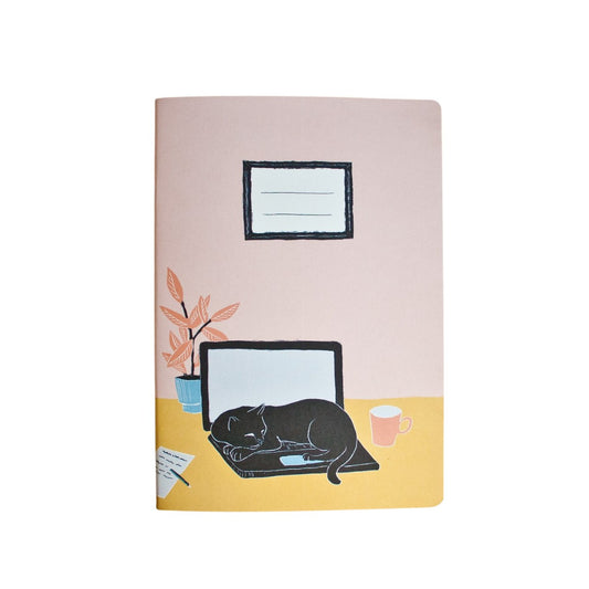 Notizheft A5 - Katze auf Laptop Notizheft