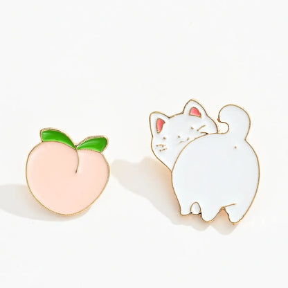 Anstecknadeln 2er-Set Katze und Pfirsich