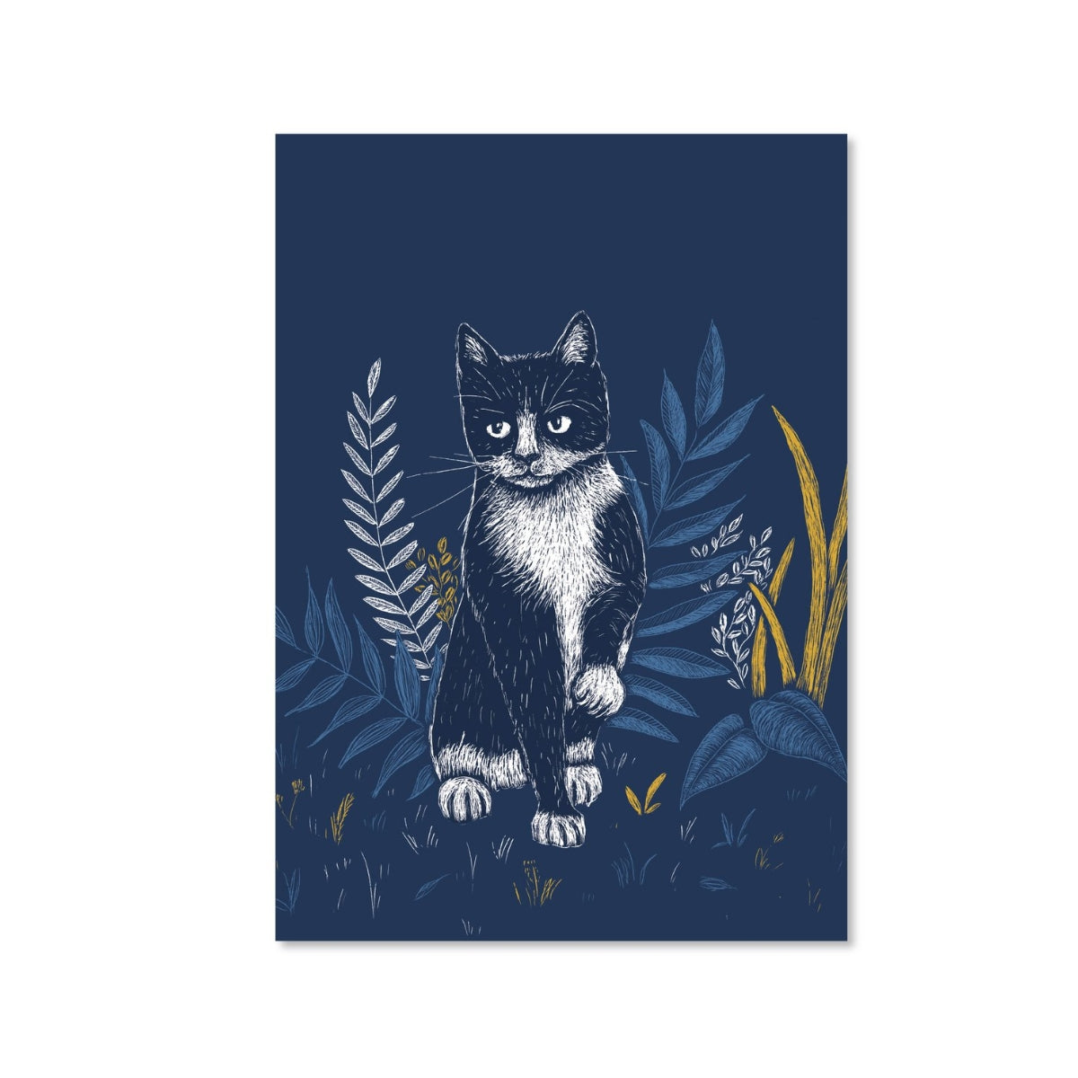 Poster Katze mit Pflanzen - A4 Poster