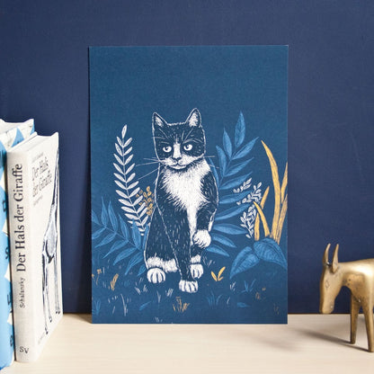 Poster Katze mit Pflanzen - A4 Poster