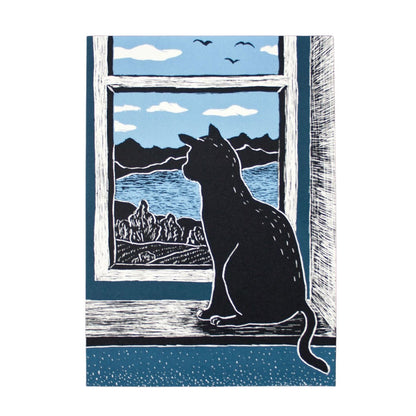 Poster Katze schaut aus dem Fenster - A4 Poster