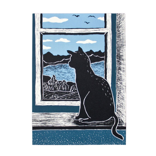 Poster Katze schaut aus dem Fenster - A4 Poster