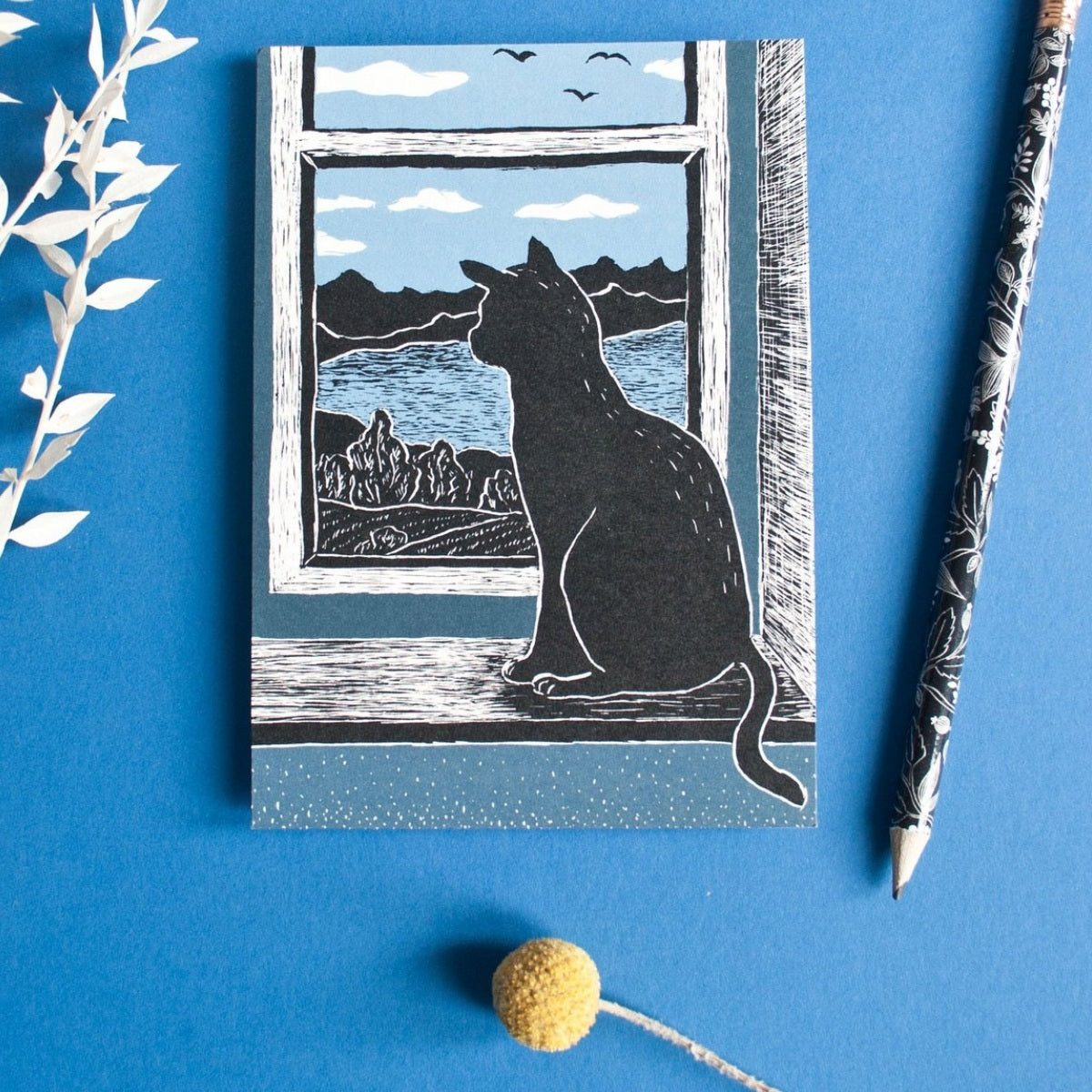 Postkarte Katze am Fenster Postkarte