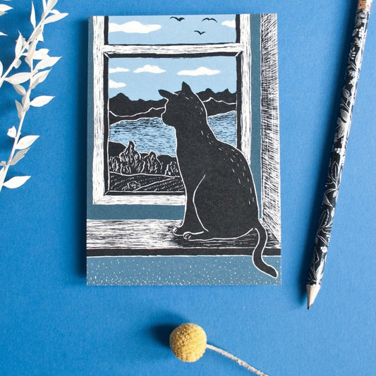 Postkarte Katze am Fenster Postkarte