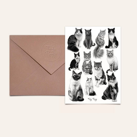 Postkarte mit Umschlag - Katzencrew Postkarte