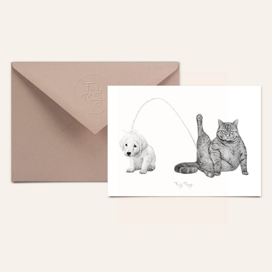 Postkarte mit Umschlag - pinkelnde Katze Postkarte