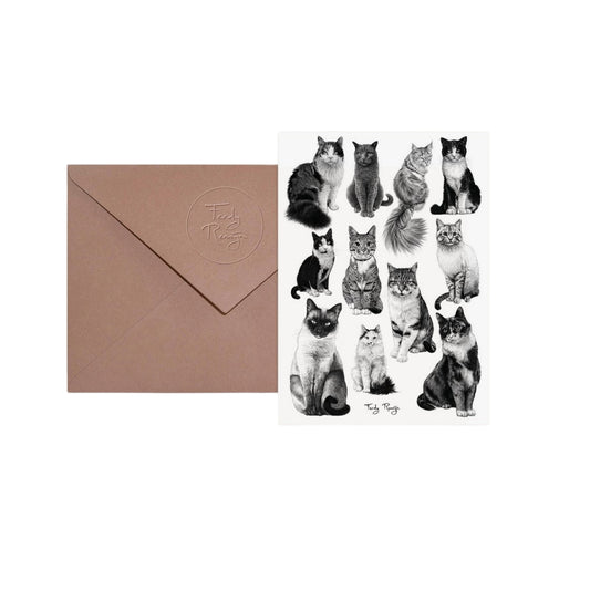 Postkarte mit Umschlag - Katzencrew Postkarte