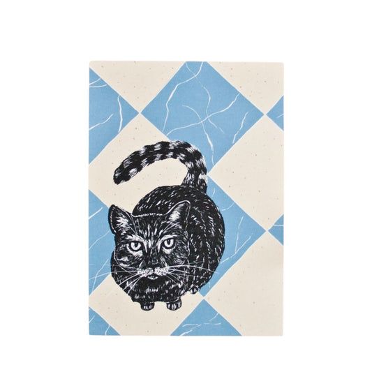 Postkarte Katze auf Mamorboden Postkarte