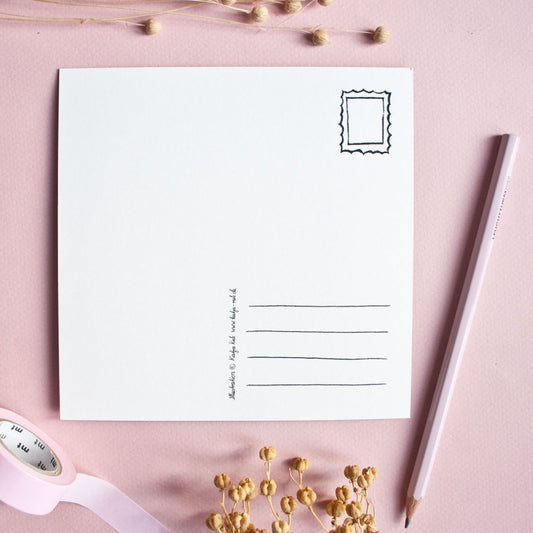 quadratische Postkarte Katze bei Vollmond Postkarte