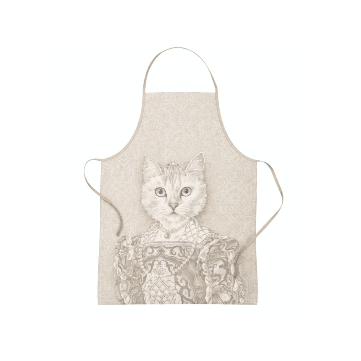 Baumwoll Küchenschürze Katze mit Diadem - beige
