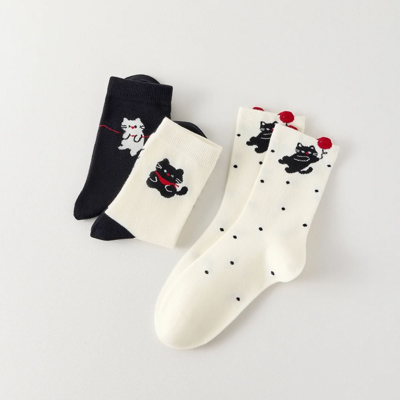 3er-Set Katzensocken mit verspieltem Katzendesign