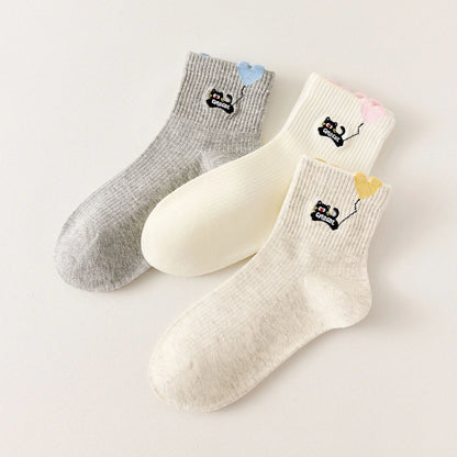 3er-Set Socken - Katze mit Herzballon