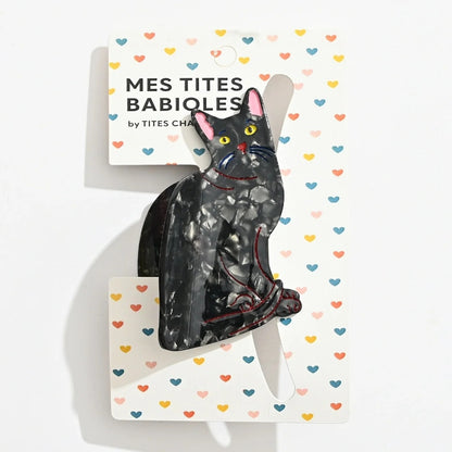 Katzen Haarspange Schwarz 8 cm