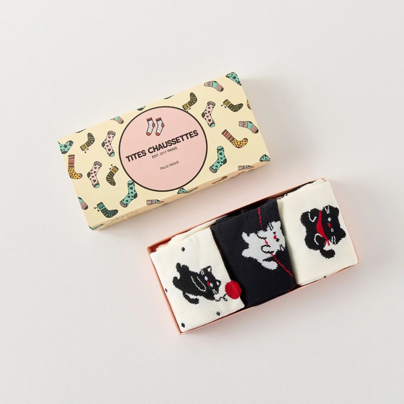 3er-Set Katzensocken mit verspieltem Katzendesign