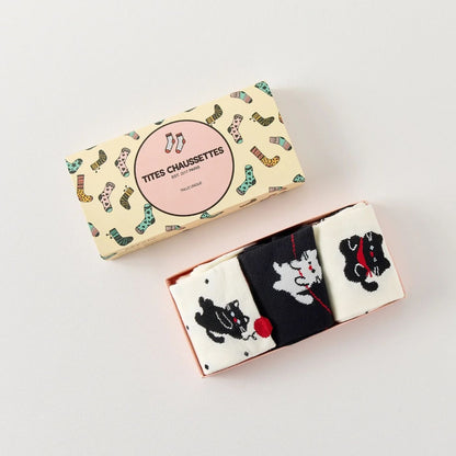 3er-Set Katzensocken mit verspieltem Katzendesign