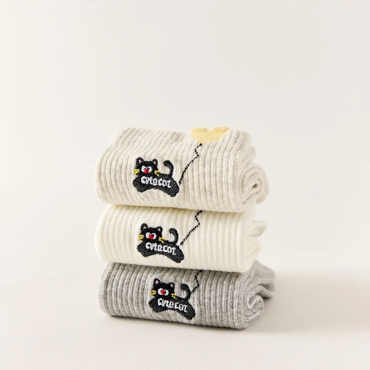 3er-Set Socken - Katze mit Herzballon