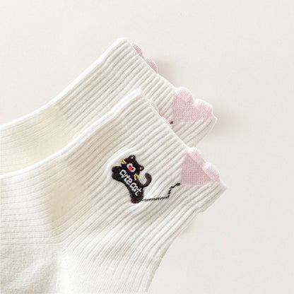 3er-Set Socken - Katze mit Herzballon