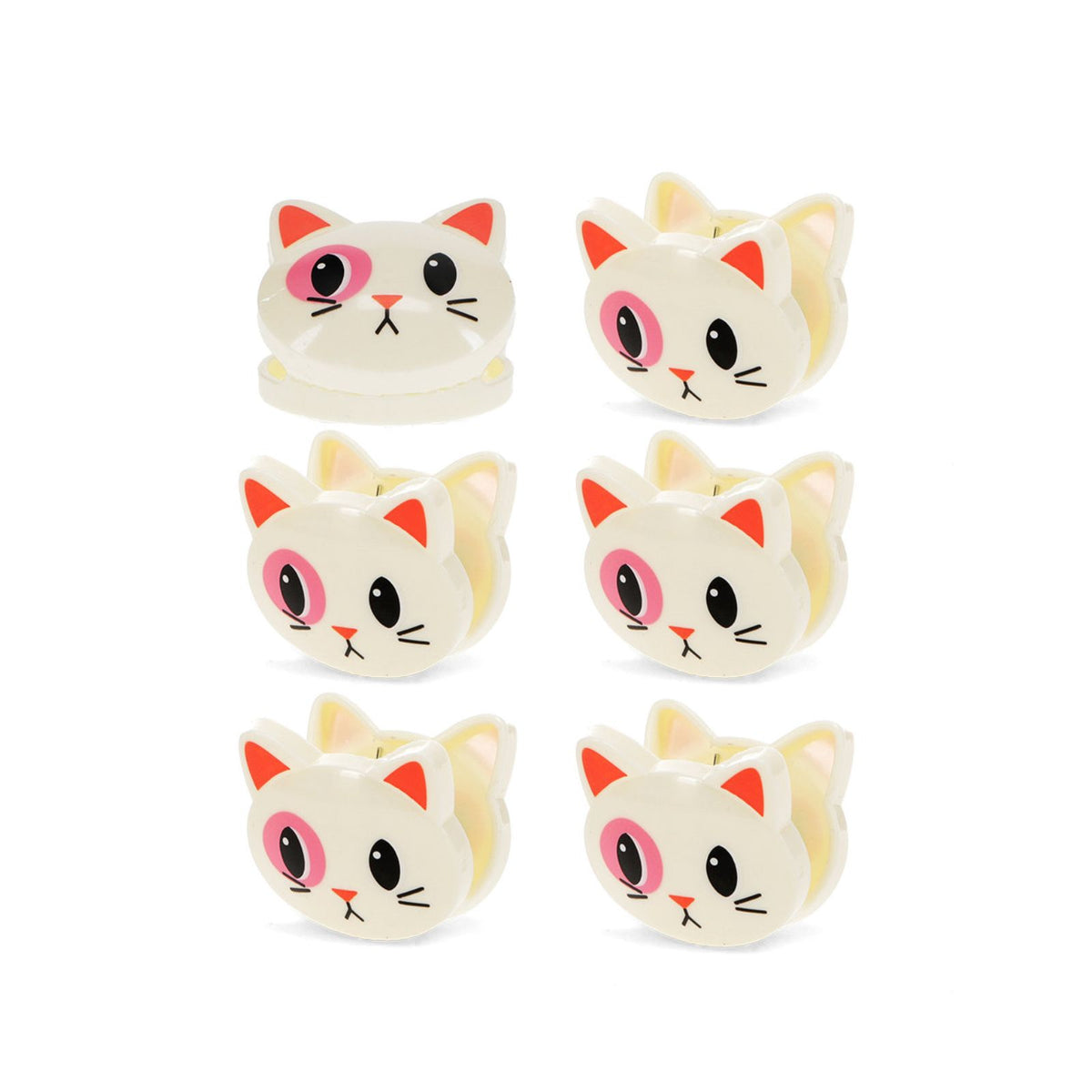 Clips mit Katzengesicht - 6 Stueck
