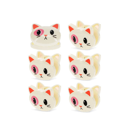 Clips mit Katzengesicht - 6 Stueck