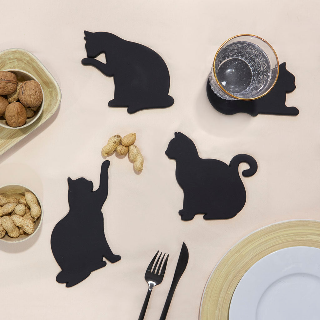 magnetische Untersetzer schwarze Katzen - 4 Stück Balvi