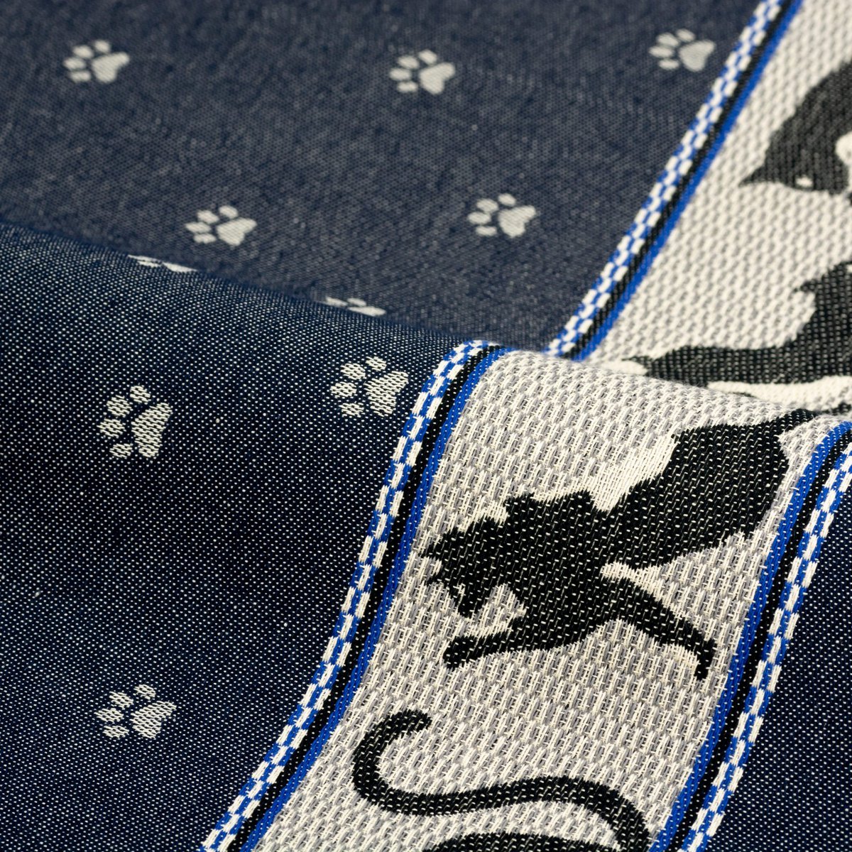Geschirrtuch mit Katzenmotiv Dunkelblau - 65x65 cm Geschirrtuch