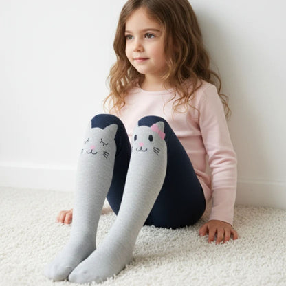 2er Set Kinderstrumpfhosen Katze und Rosa