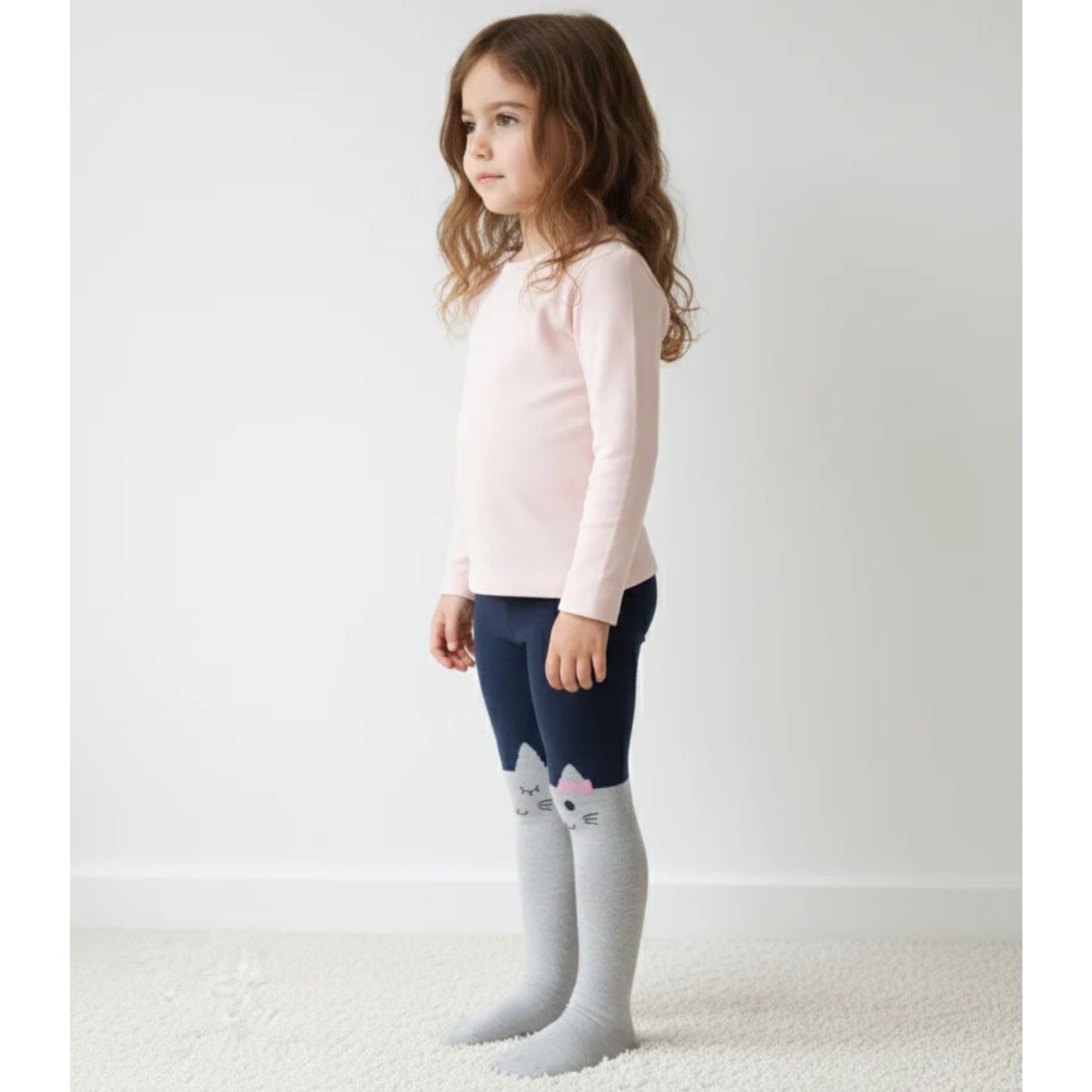 2er Set Kinderstrumpfhosen Katze und Rosa