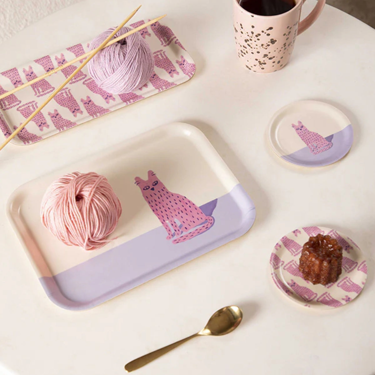 Frühstückstablett mit pinker Katze All the ways to say