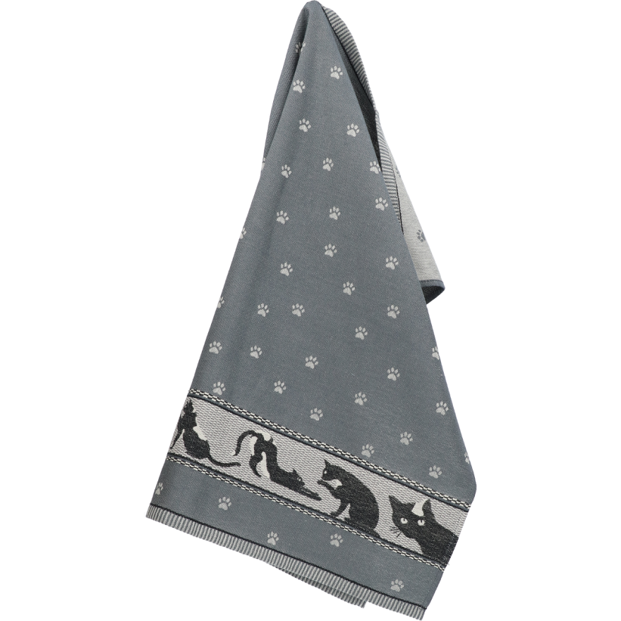 Geschirrtuch mit Katzenmotiv Grau - 65x65 cm Geschirrtuch