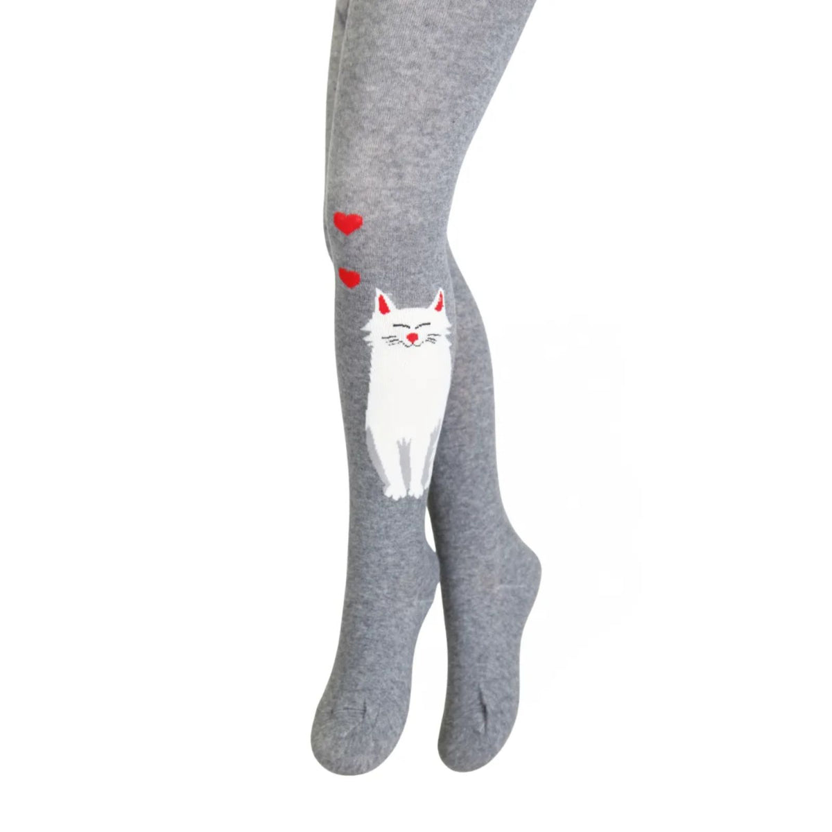Strumpfhose für Kinder mit Katze - grau