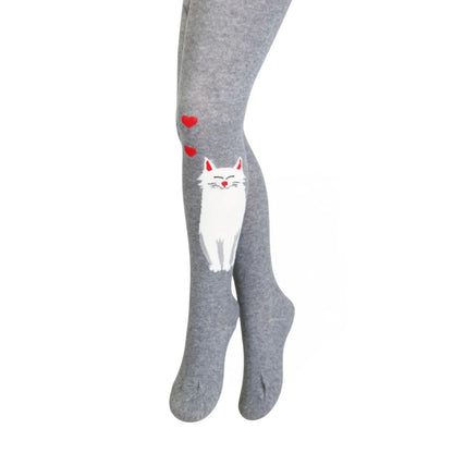 Strumpfhose für Kinder mit Katze - grau