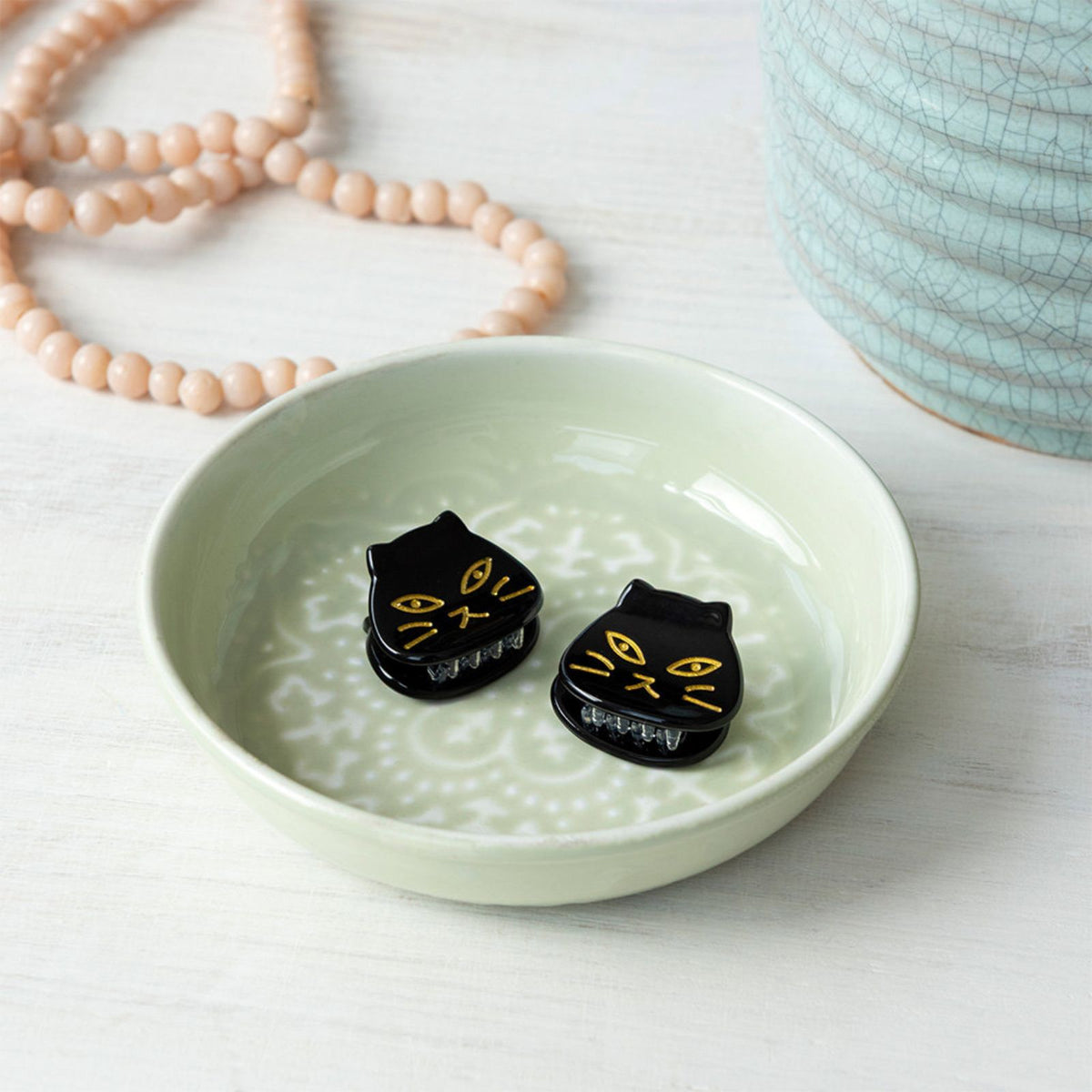 schwarze Haarklammern mit Katzen - 2 Stück