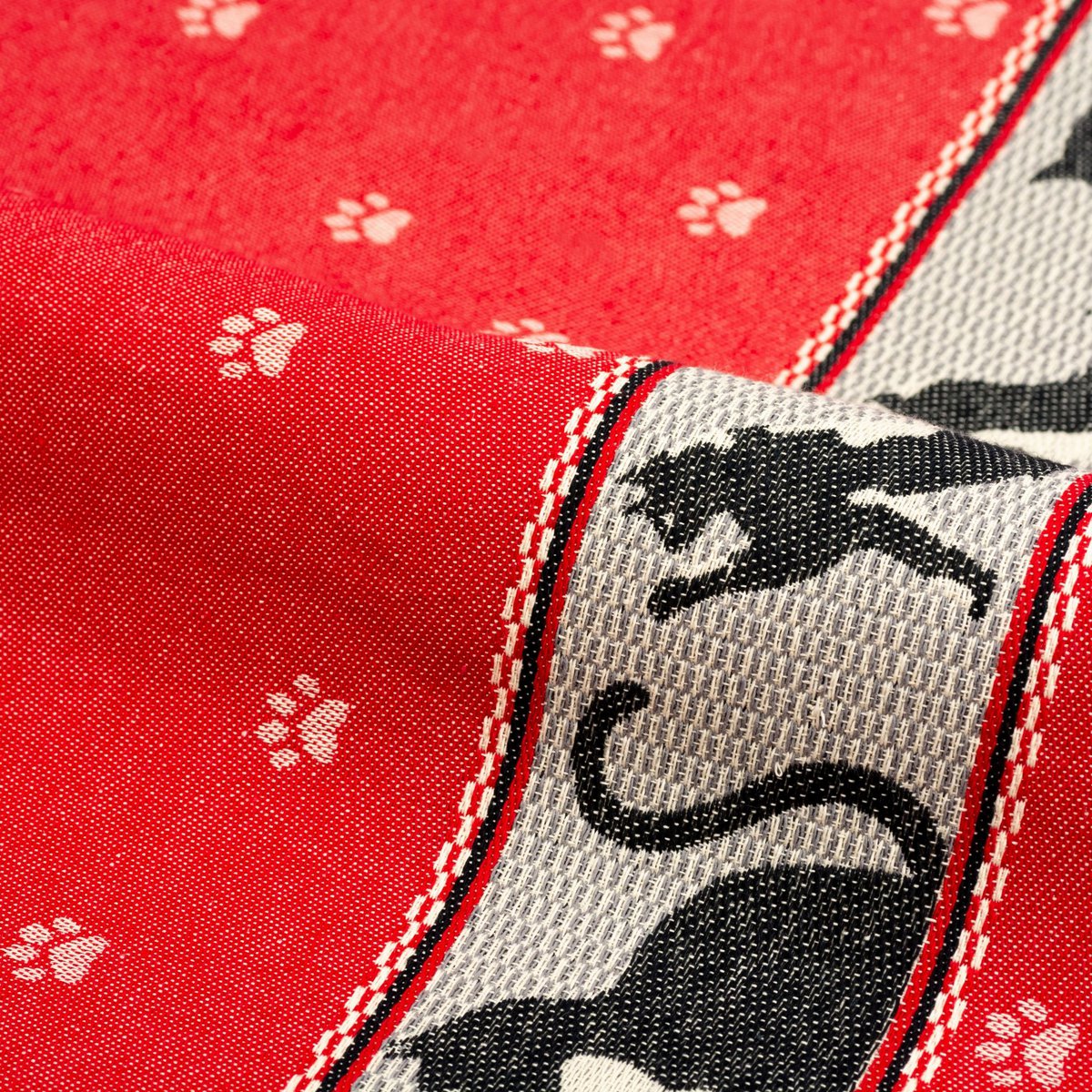 Geschirrtuch mit Katzenmotiv Rot - 65x65 cm Geschirrtuch
