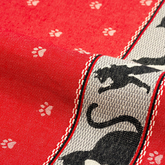 Geschirrtuch mit Katzenmotiv Rot - 65x65 cm Geschirrtuch