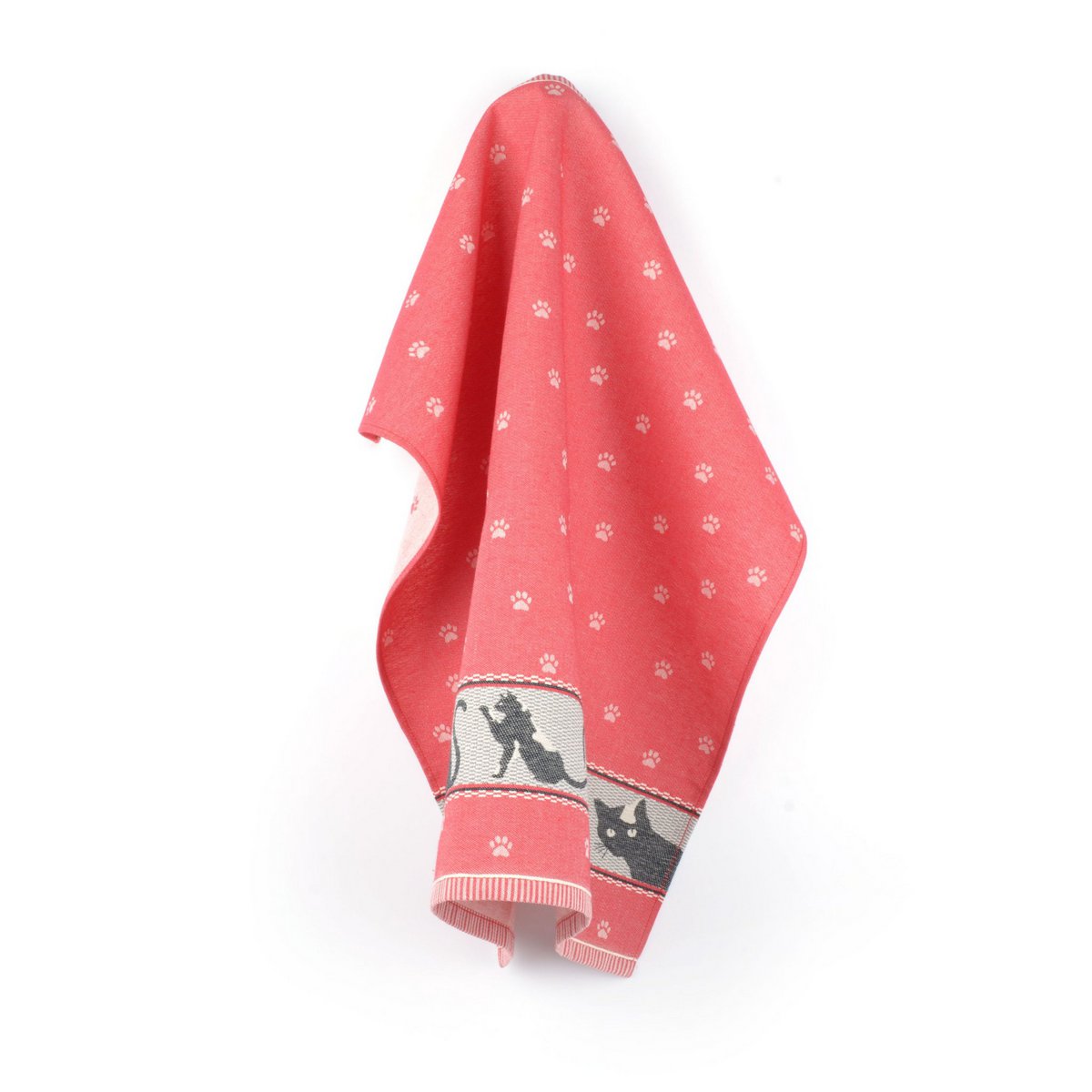 Geschirrtuch mit Katzenmotiv Rot - 65x65 cm Geschirrtuch