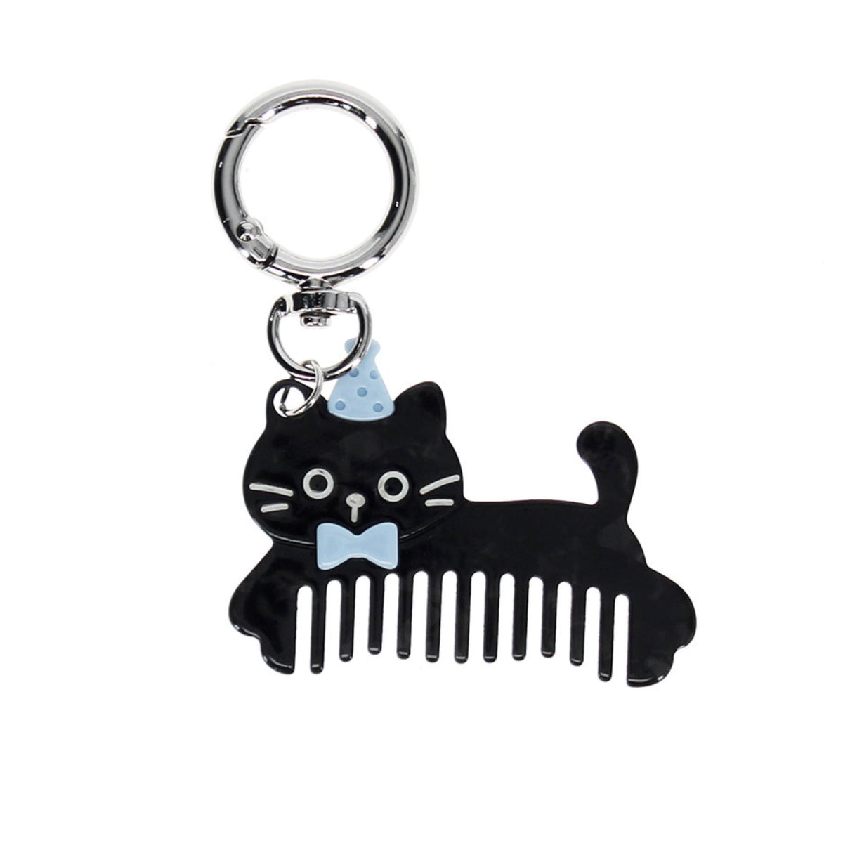 Schlüsselanhänger mit Kamm - schwarze Katze