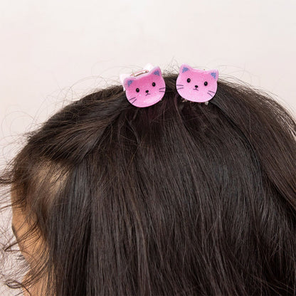 kleine Haarklammern mit pinken Katzen - 2 Stück