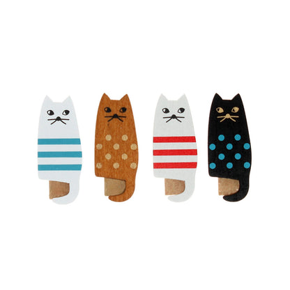 Mini Wäscheklammern mit Katzenmotiv - 4 Stück