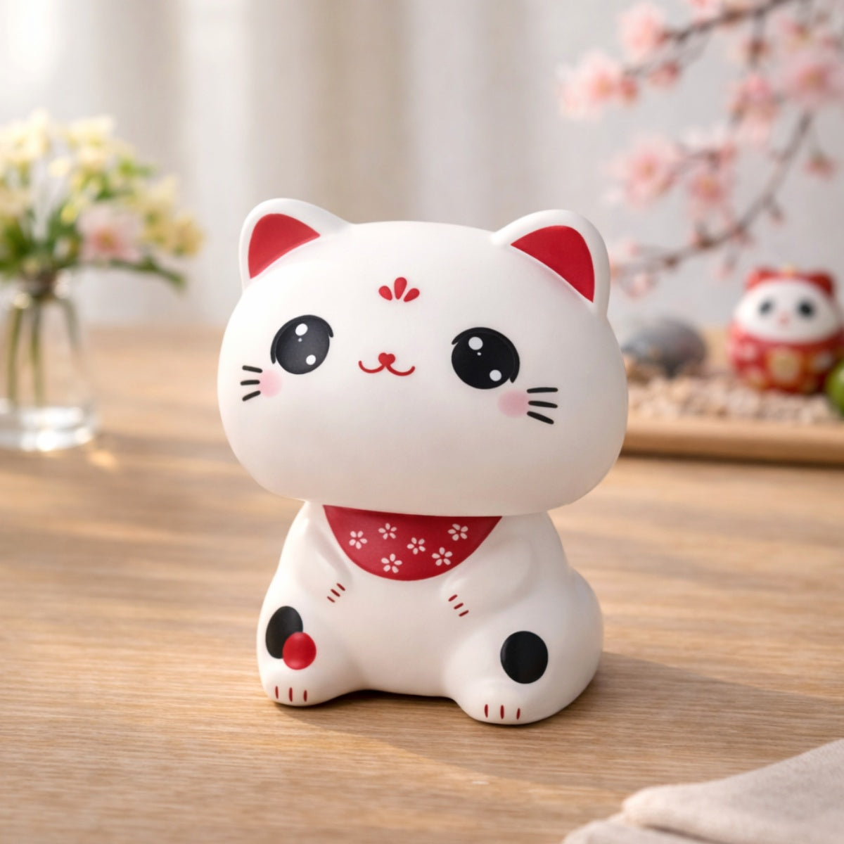 weiße Wackelkopf Katze - Lucky Cat