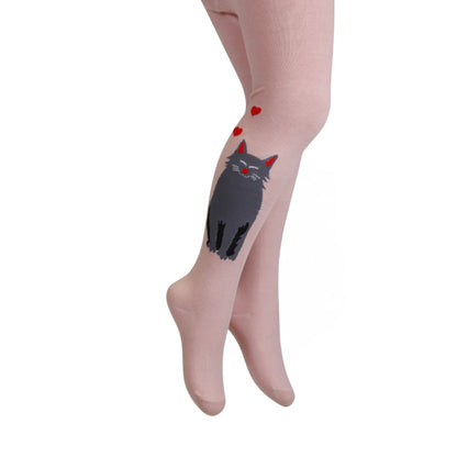 Strumpfhose für Kinder mit Katze - pink
