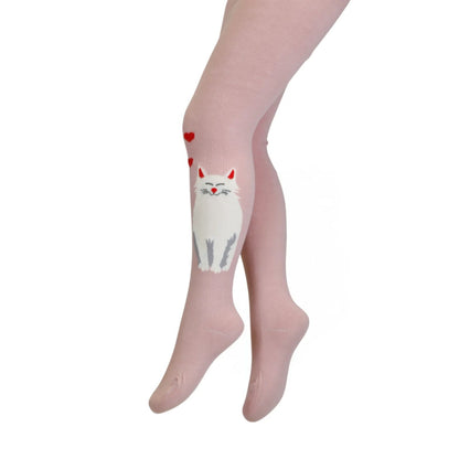 Strumpfhose für Kinder mit Katze - pink