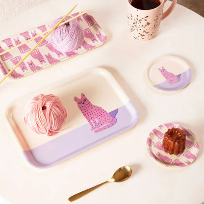 Kaffeetablett mit pinken Katzen All the ways to say